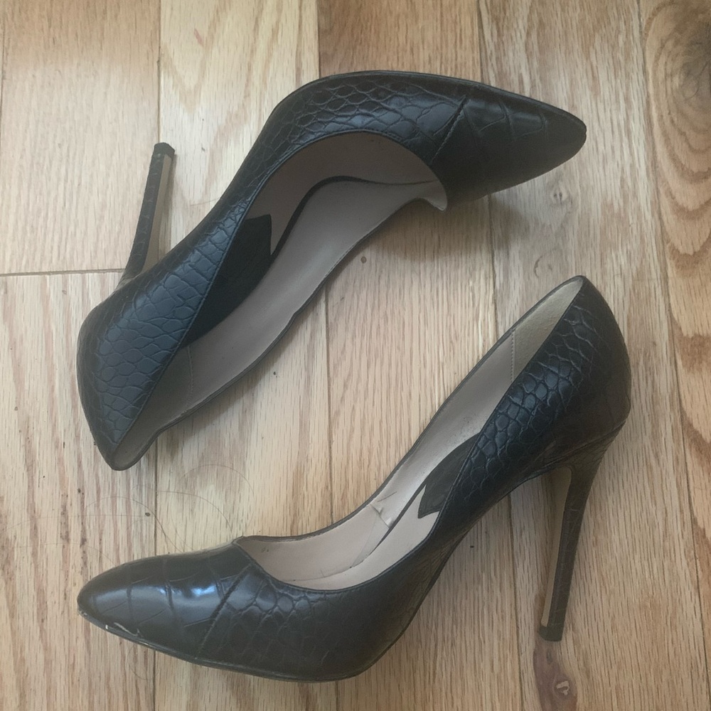 MANGO croc embossed pump heels